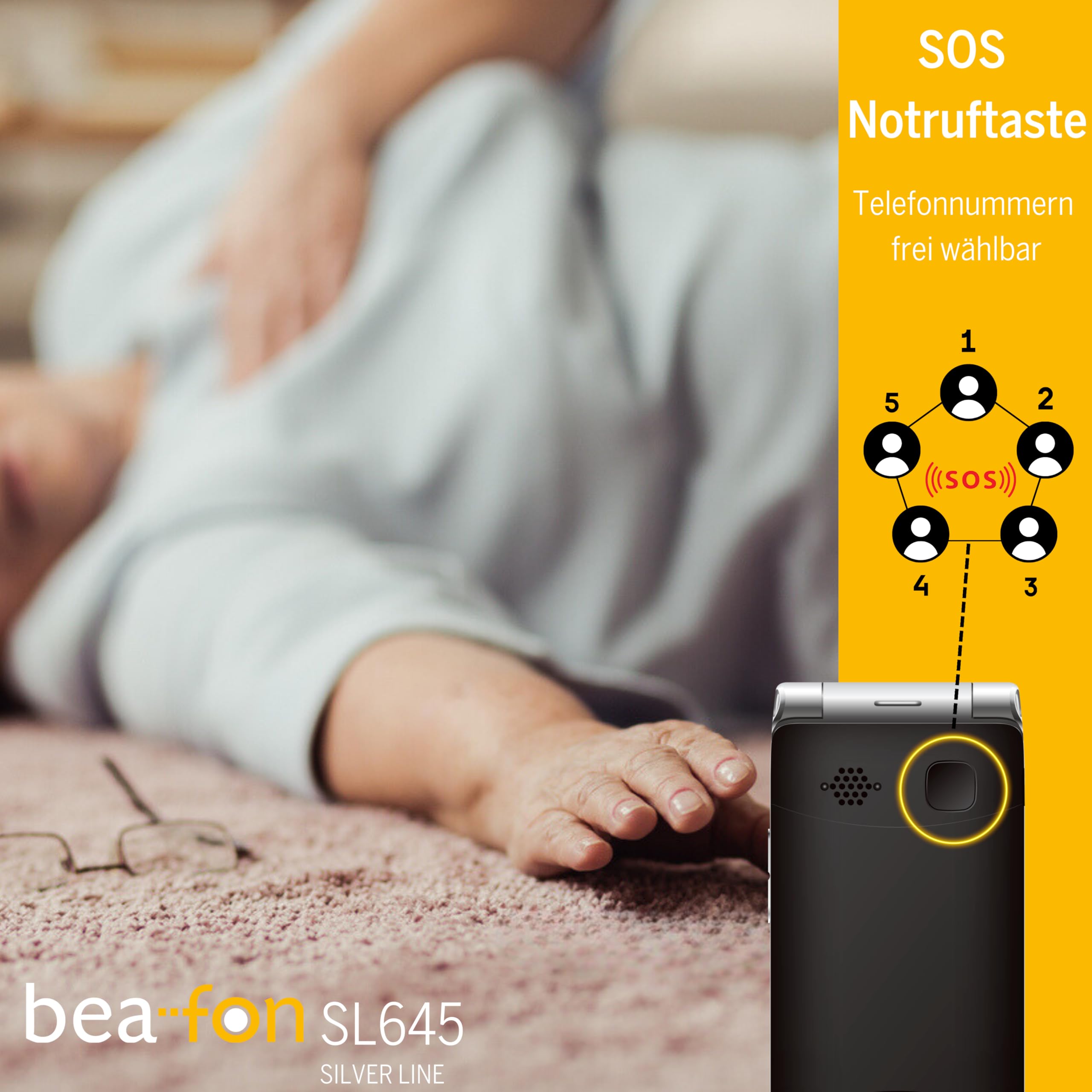 Beafon, SL645, Silverline, Seniorenhandy mit SOS Notruftaste, Klapphandy, XXL Innendisplay 2,8 "Zoll(7,11cm)/ XXL Farbaußendisplay 1,77" Zoll(4,49cm), Kamera 3,0 MP, IP54