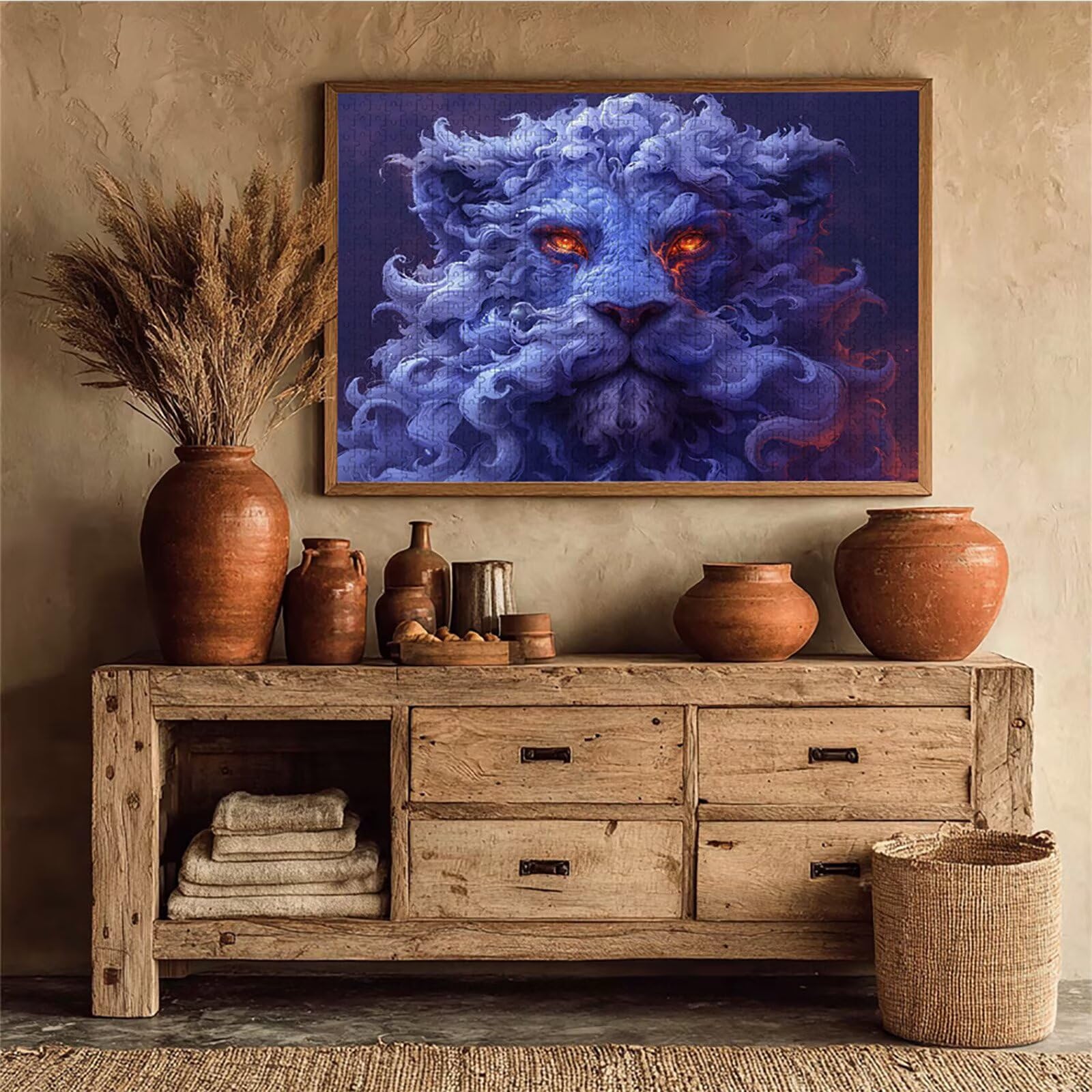 Abstrakcyjne drewniane puzzle, lew Puzzle 2000 sztuk dla dorosłych z kompaktowym pudełkiem 99 x 70 cm, łamigłówki, kreatywne gry logiczne dla mężczyzn, kobiet, nastolatek, prezenty dla dziewcząt, 6