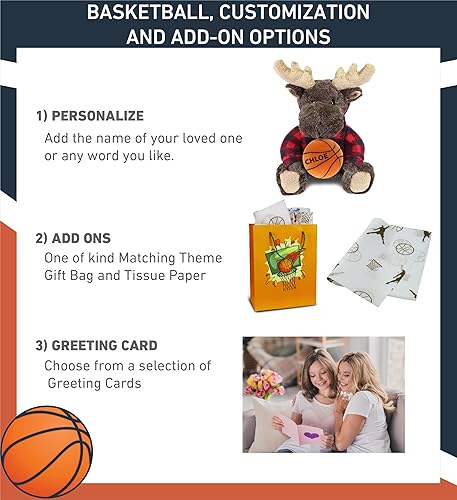 Miniatura 2 de DolliBu Peluche de alce con felpa de baloncesto, oso súper suave para abrazar con capucha a cuadros rojos, bonito animal de peluche personalizado de