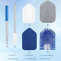 Vista 6 de 3in 1 Tub Tile Scrubber Brush with Extendable Long Handle, Shower Cleaning Brush with Detachable Stiff Bristles Shower Wall Scrubber for Cleaning
