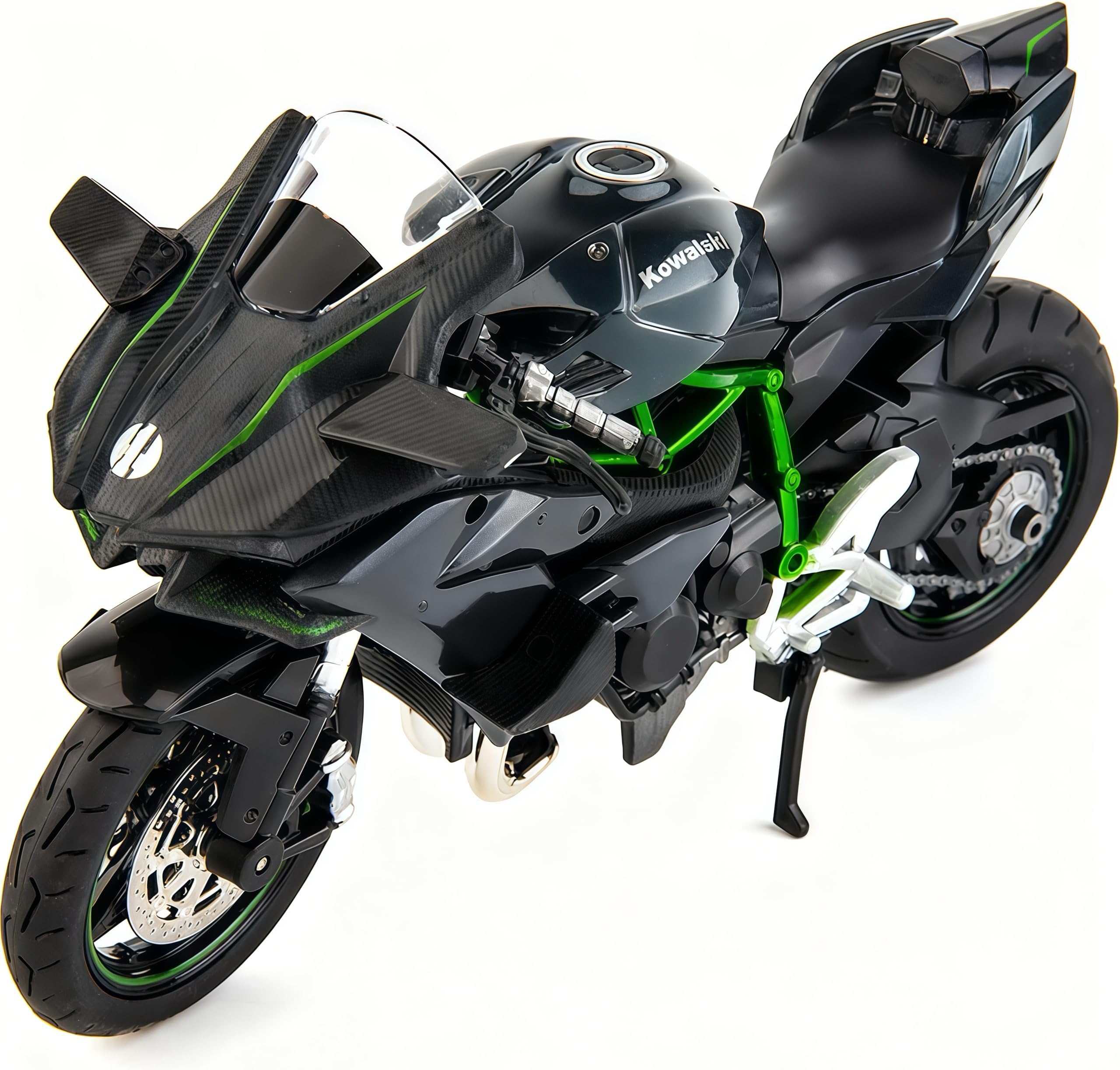BDTCTK Compatible for 1:12 Kawasaki Ninja H2R Motorcycle Model,Model Motorcycle, Suspension and Free Roller, Toy Car, Motorcycle Collection, Gift Black