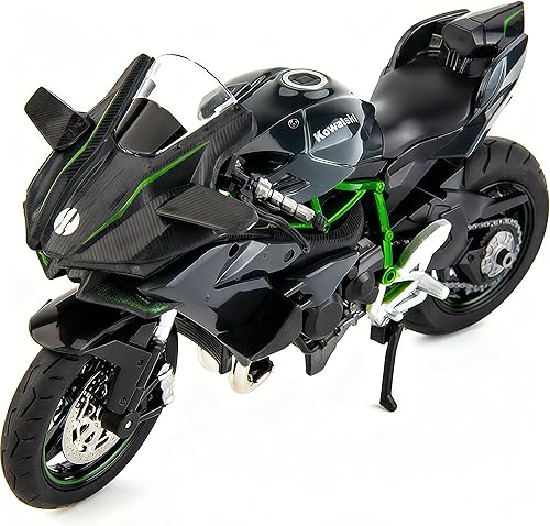 BDTCTK - Compatible con Kawasaki Ninja H2R a escala 1:12, modelo fundido a presión, con suspensión y rodamiento libre, coche de juguete, colección