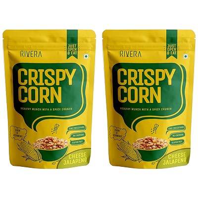Rivera Crispy Corn, Pack of 2(Cheese Jalapeno)-87g Each | High Iron Snacks | Zero Cholesterol| Zero Trans Fat | Healthy 