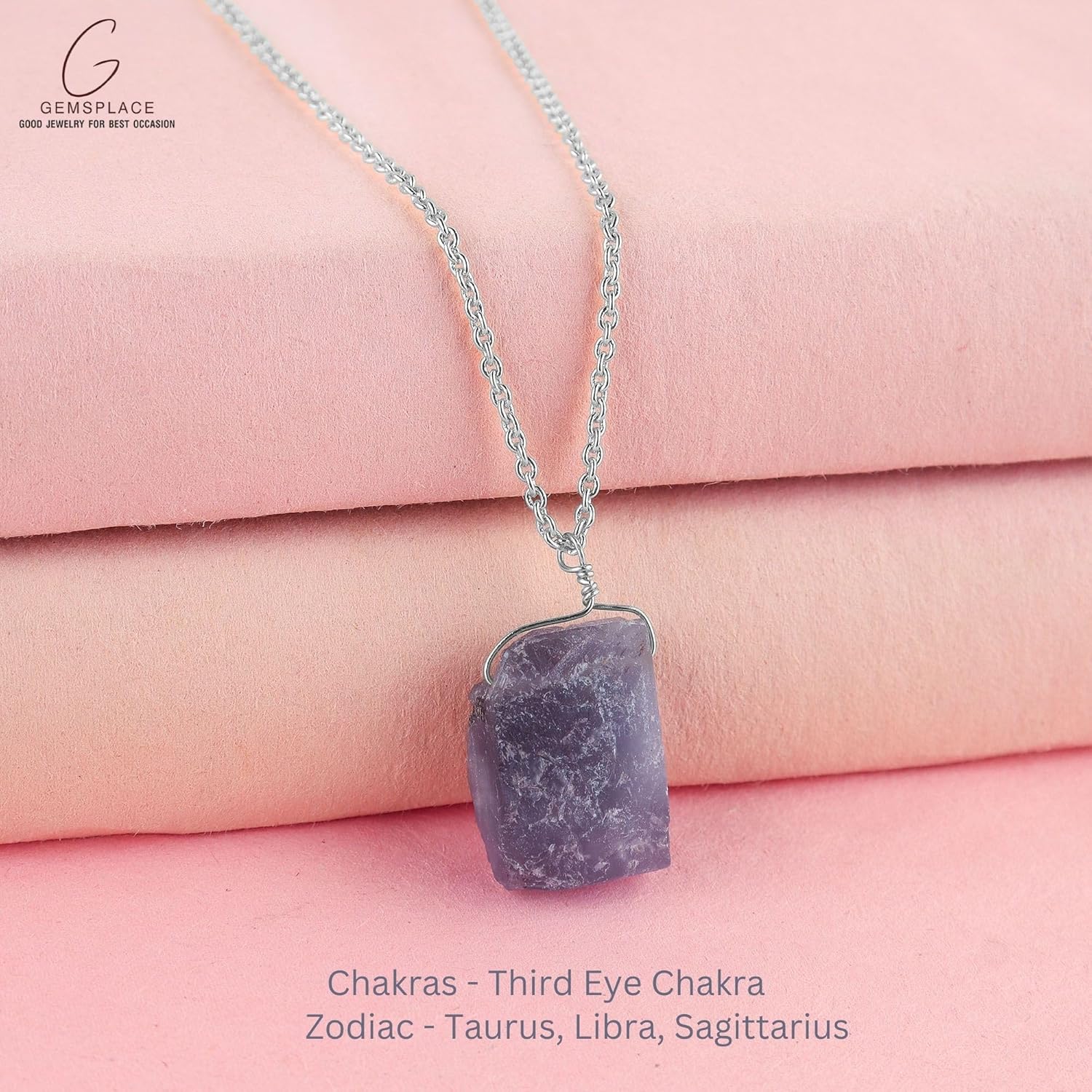 Raw Gemstone Necklace Silver - Image 4