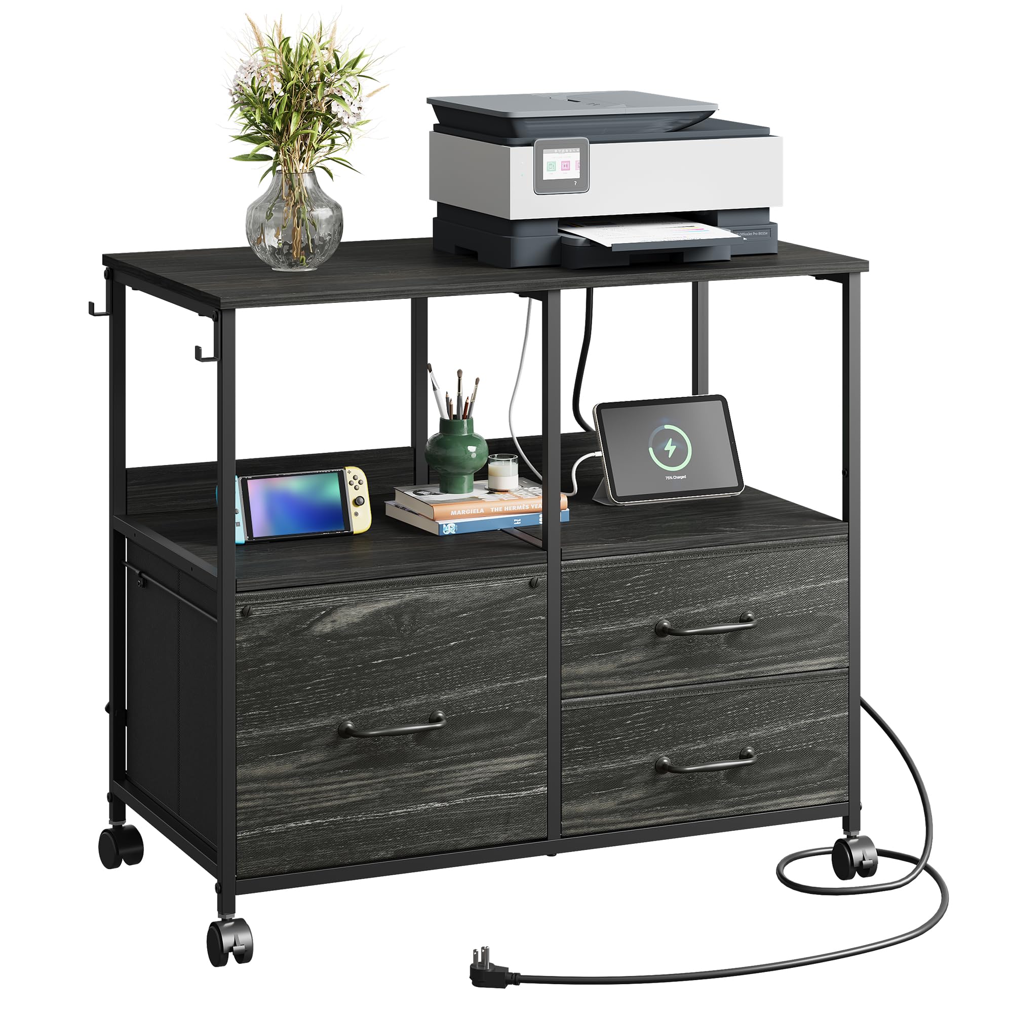 Amazon.com: DEVAISE 3 Drawer File Cabinet with Charging Station