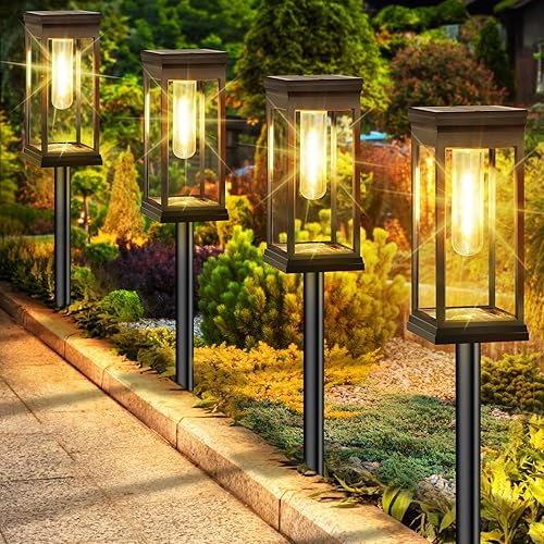 BesLowe Actualizadas Luces solares para caminos al aire libre, paquete de 8 luces solares LED grandes impermeables para exteriores, luces exteriores