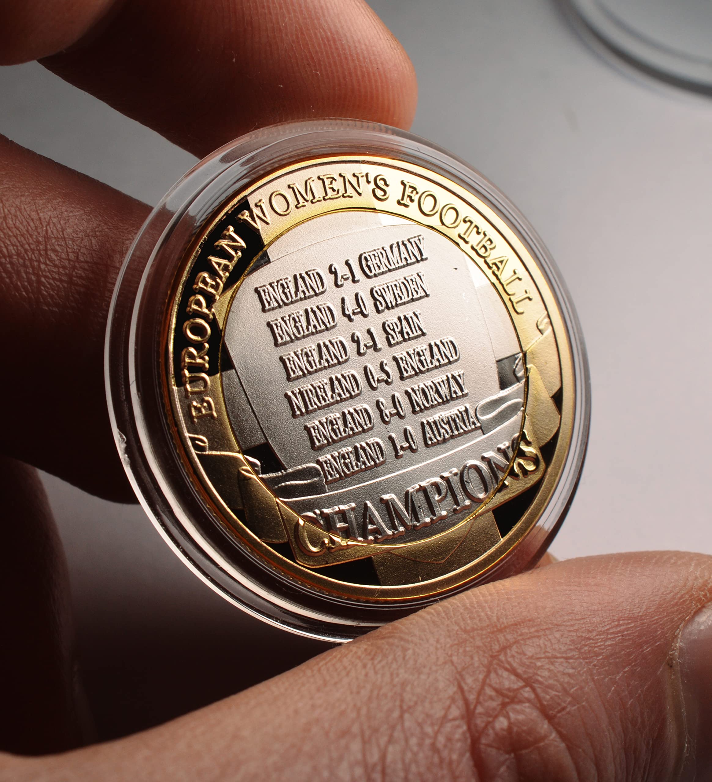 The Commemorative Coin Company European Football Championships 2022 Silver & 24ct Gold Dual Metal Commemorative. England Ladies/Women Europe/Champions