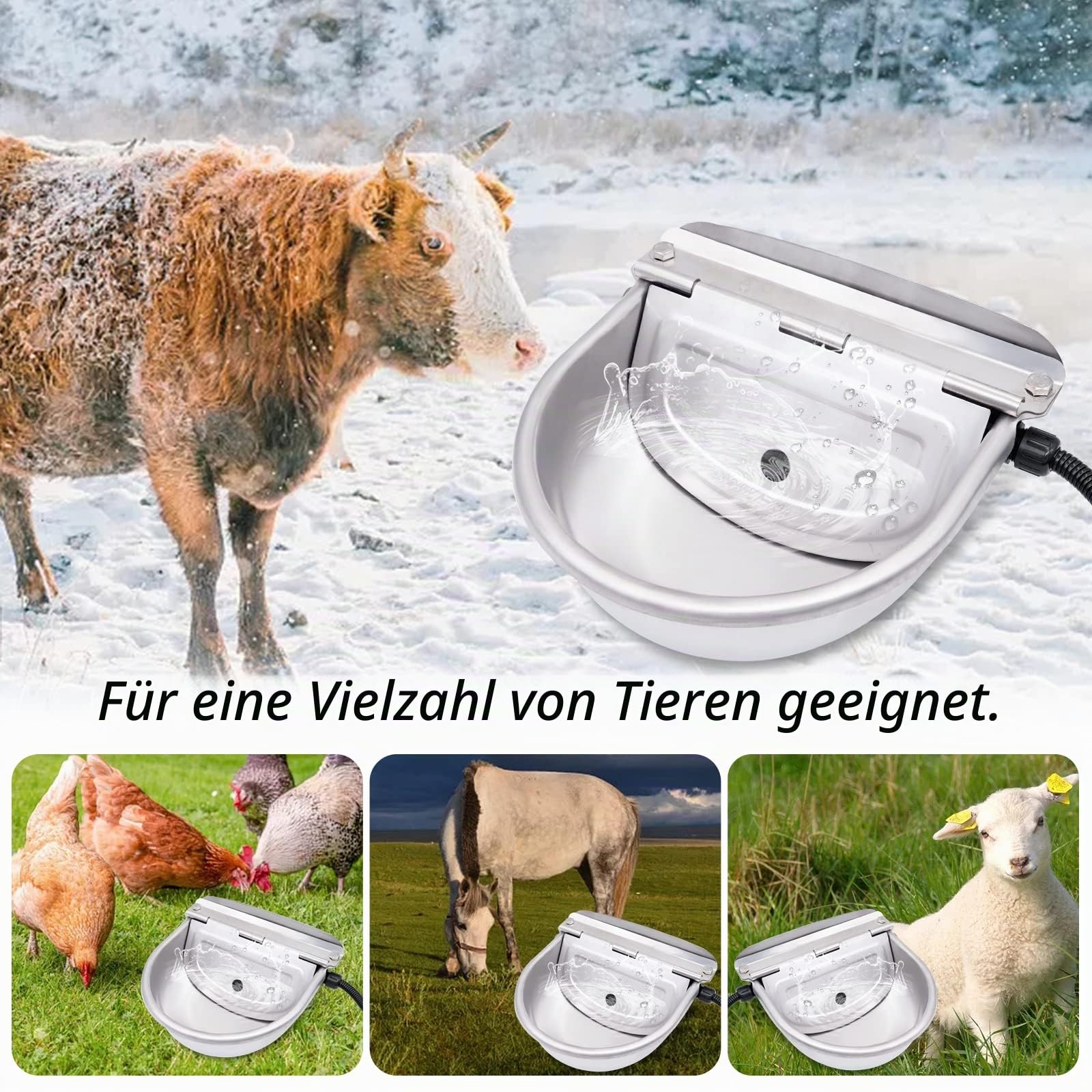 Automatisch Beheizter Edelstahl-Wassernapf mit Schwimmerventil für Hunde