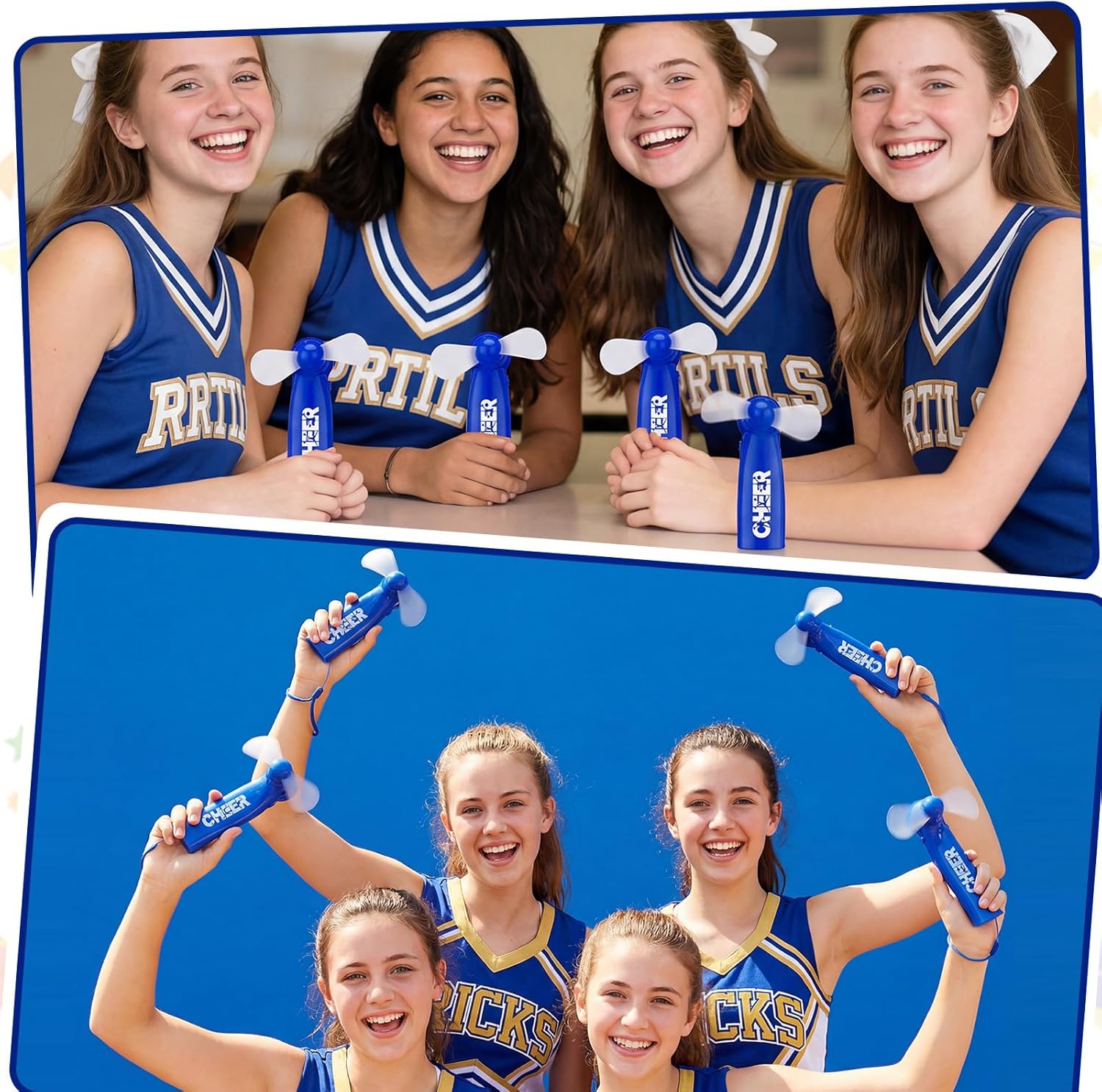 20 Pcs Cheer Team Gift Bulk Mini Handheld Battery Powered Fans Cheerleader Gifts Bulk Cheer Party Favors Cheerleading Supply Portable Fans for Coach Family Gathering Stadium(Blue)