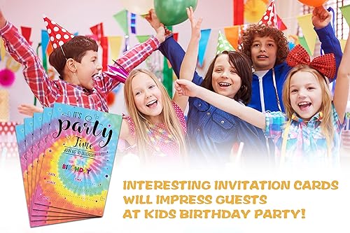 Miniatura 3 de Invitaciones de fiesta de cumpleaños Tie Dye - Suministros de fiesta de teñido anudado - Completa las invitaciones de fiesta de cumpleaños en blanco