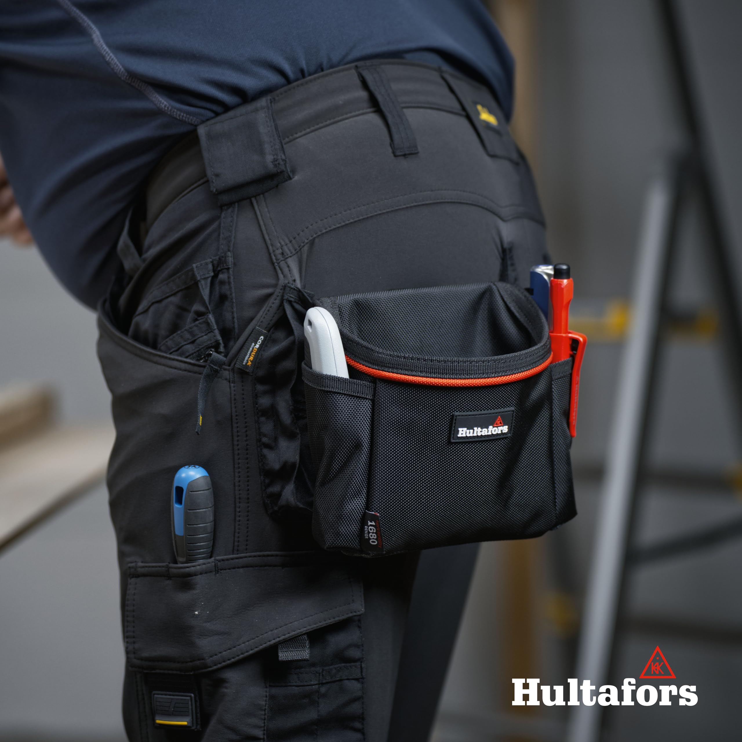 Sac à outils et à clous avec trois compartiments de Hultafors I Sac de ceinture pour clous et vis I Matériau robuste avec 1680 deniers I Idéal pour les artisans, électriciens, couvreurs et bien