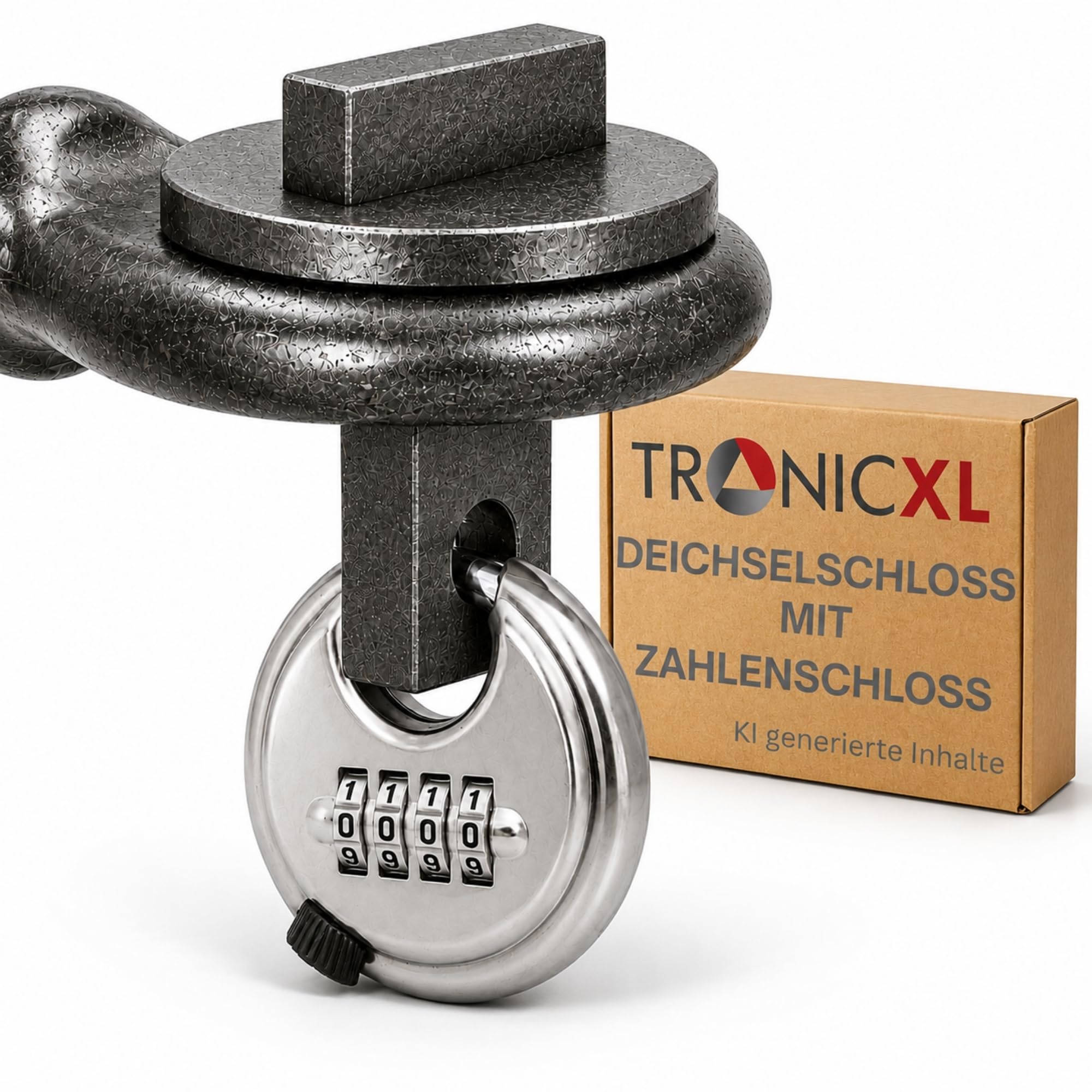 TronicXL Blokada dyszla do traktora ciężarowego + zamek szyfrowy, blokada widelca pociągowego, zabezpieczenie przed kradzieżą, przyczepa pasuje do oczek dyszowych DIN 40 mm