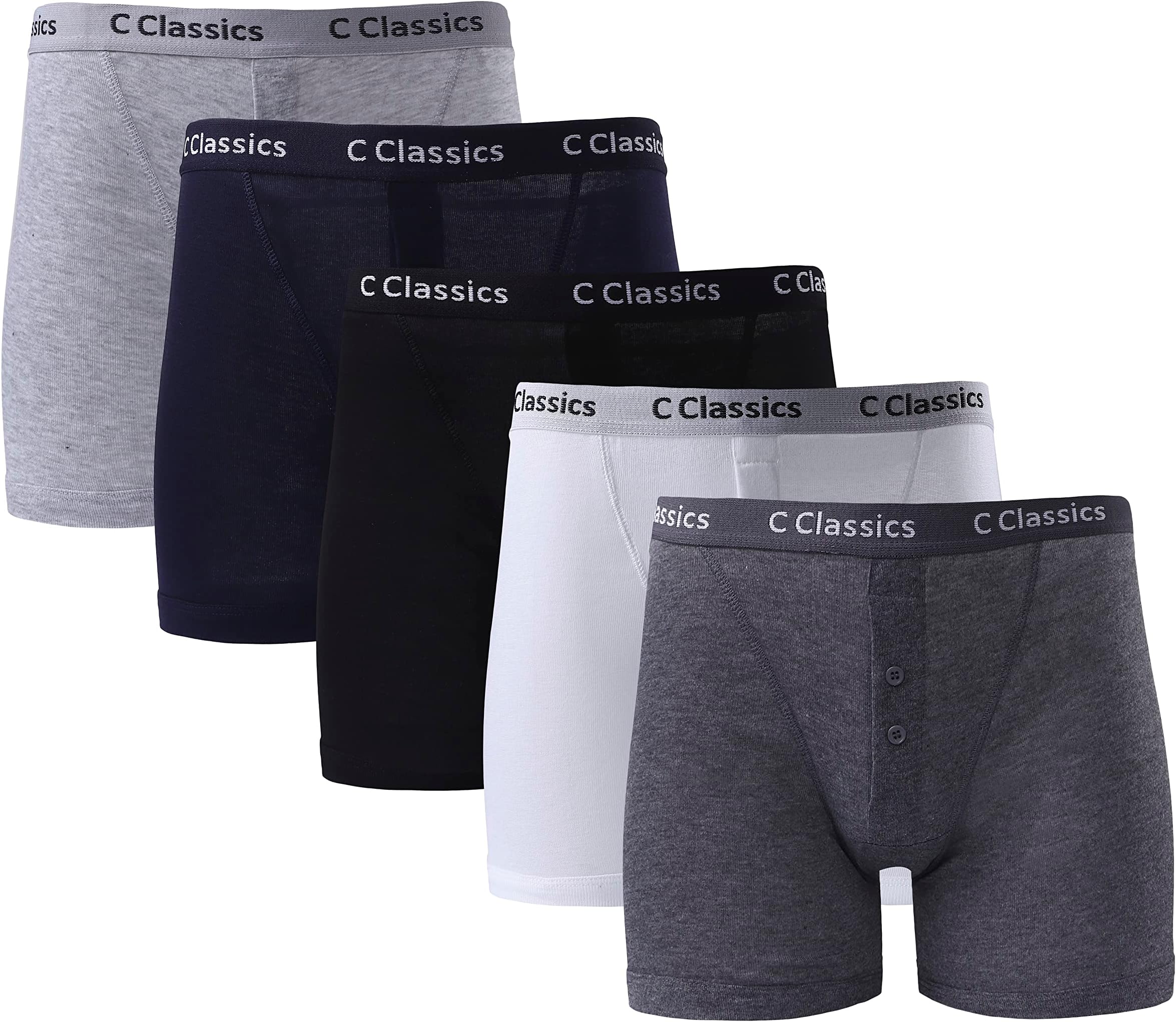 Men's Classic Boxers with Elastic Waistband Button Fly Boxer Shorts in Stretch Fit Design Breathable Underwear for any Occasion Assorted Colours Trunks pack of 3