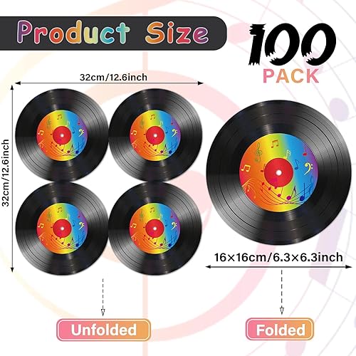 Miniatura 8 de 50 servilletas temáticas de discos de vinilo para fiestas musicales de los años 50, suministros de fiesta de rock de los años 50, servilletas de