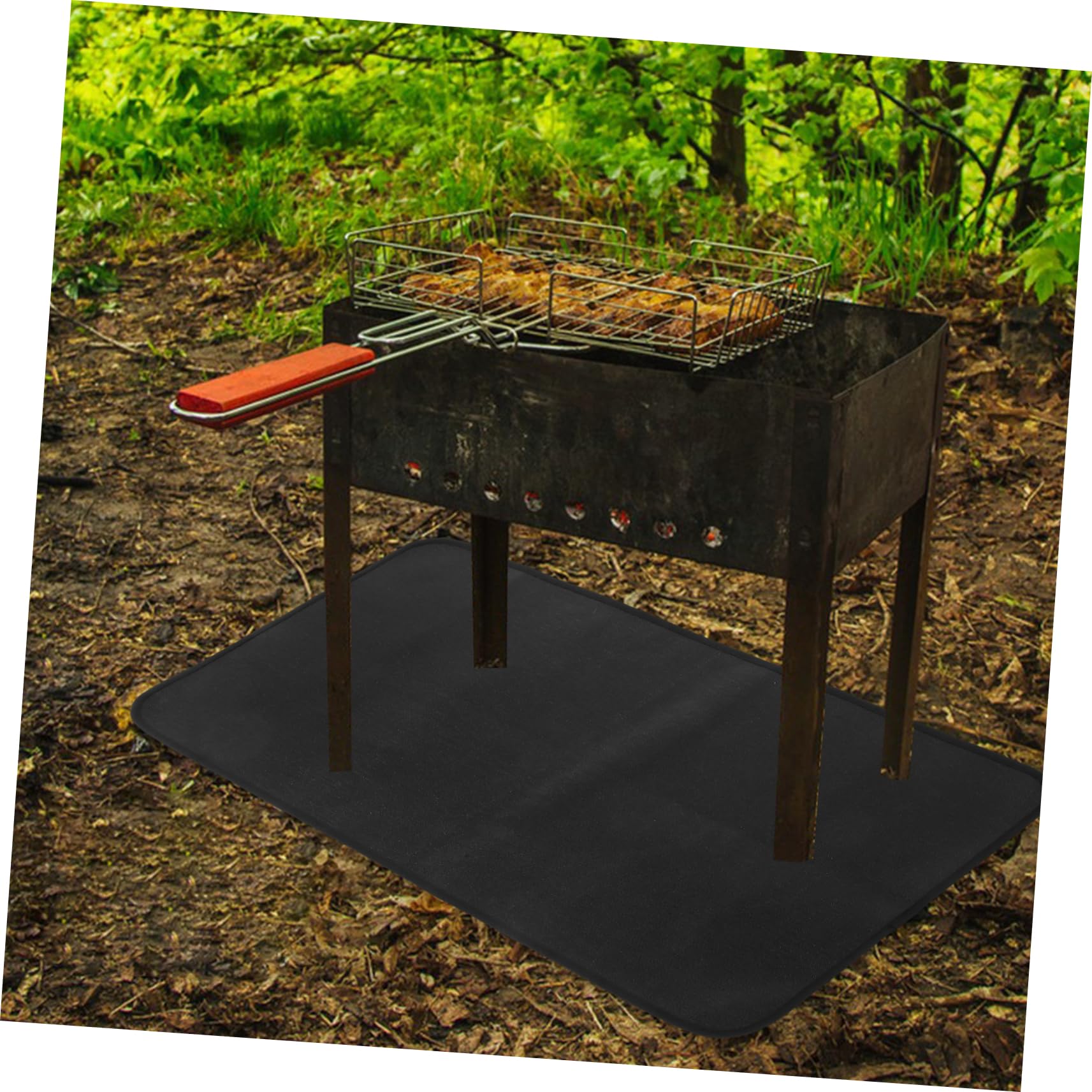 Happyyami Estera para Parrilla De Barbacoa Alfombrilla Ignífuga para Terraza y Patio Protector De Suelo para Barbacoa Accesorio De Seguridad para Fuego