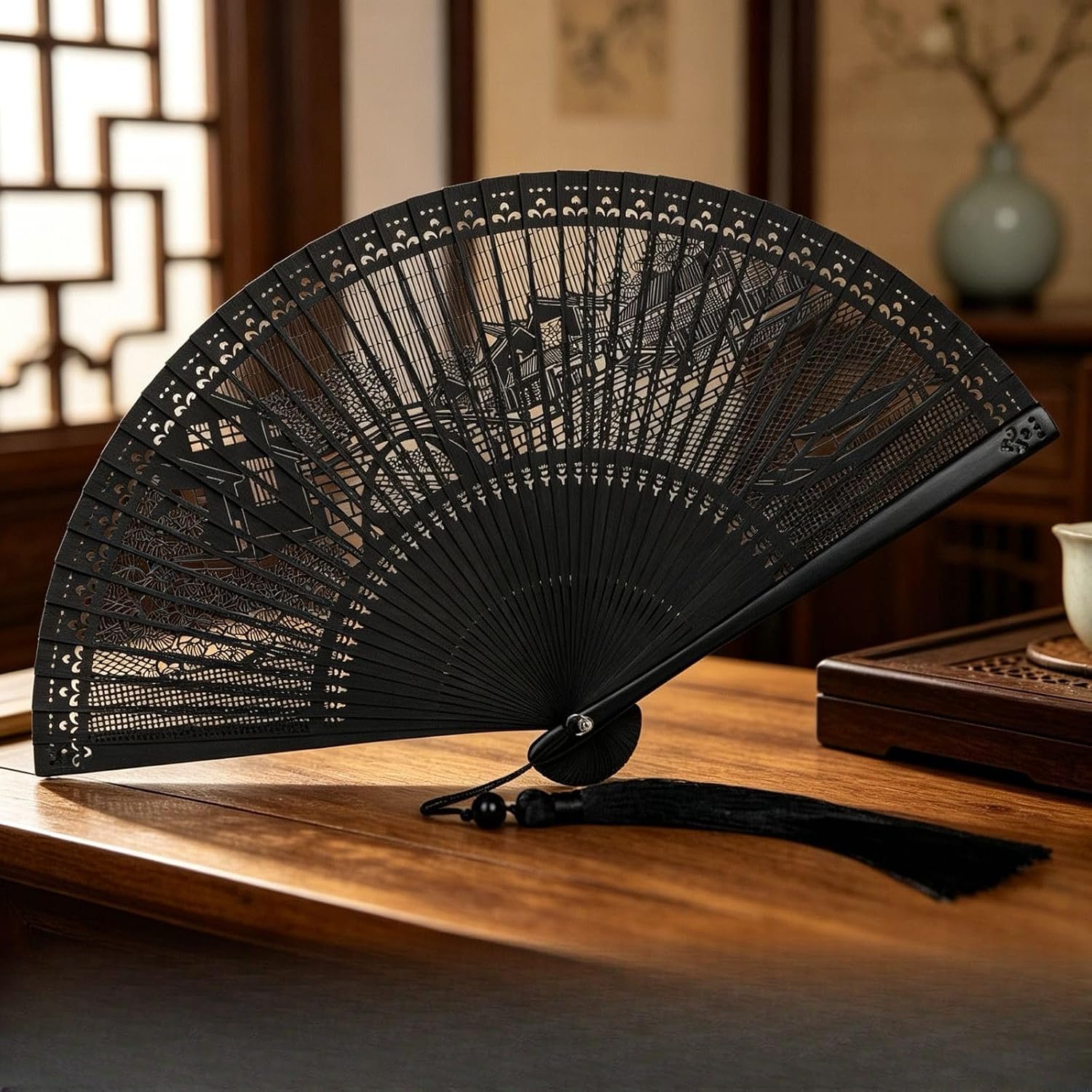 Ancient Style Decorative Folding Fan, 18cm 7.2in, Chinese Style Hanfu Portable Classical Dance Folding Fan