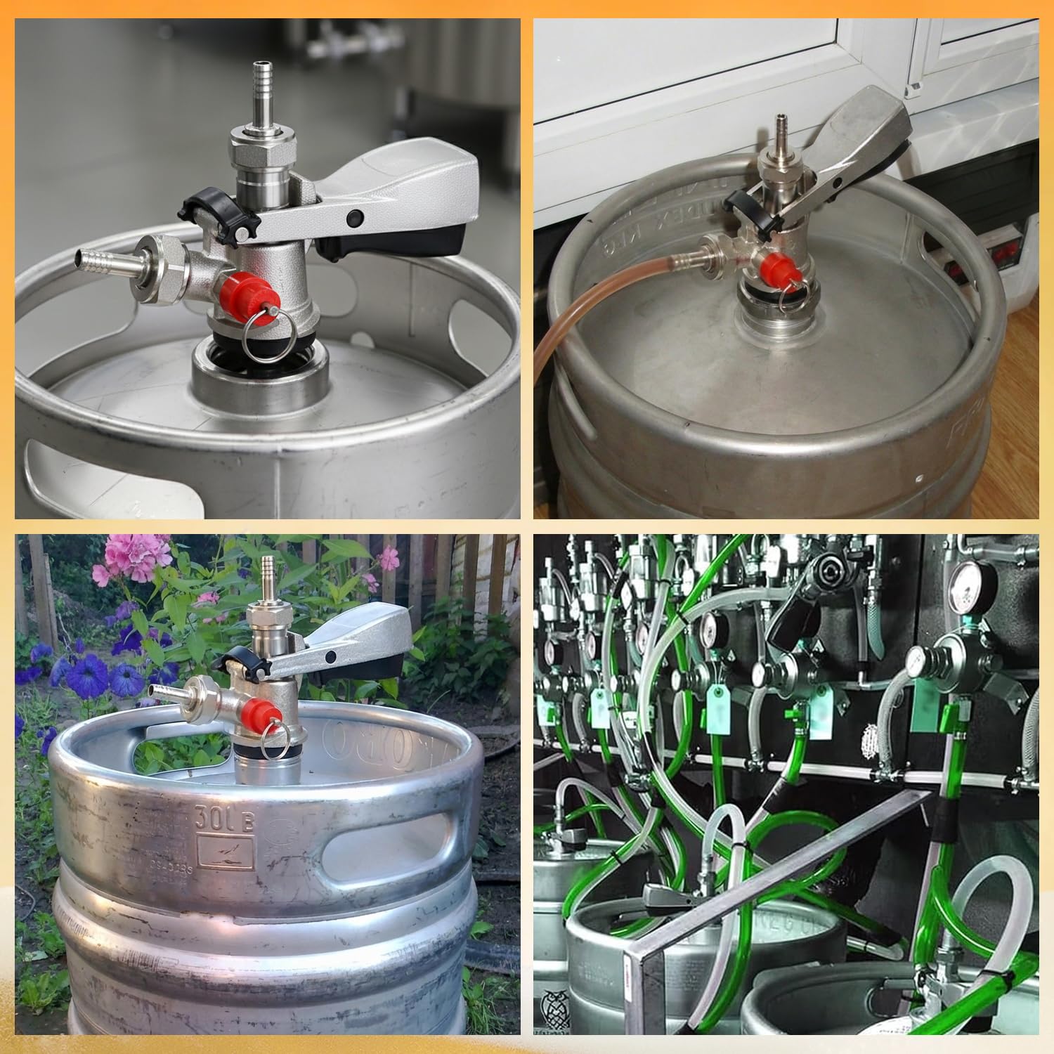 Tissting Kegverschluss Zapfkopf Typ S G5/8 Gewinde Keg Zapfanlage mit Überdruckventil, 304 Edelstahl Brauen Bierfass Fasshähne Bierzapfhahn für Heimbrausystem