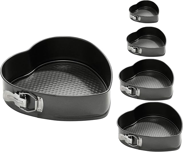 Generation Fashion New 5 Pcs Non-Stick Heart Shaped Cake Mould Tins Spring Foam Cake Baking Tray Easy Clean