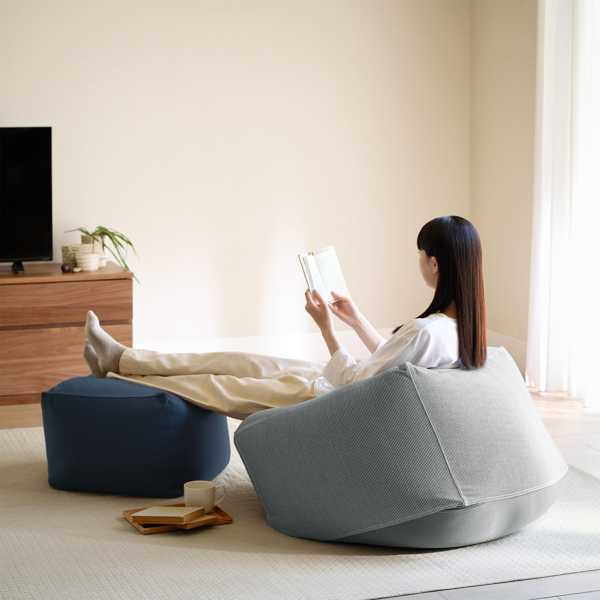 【最終値下げ】MUJI 体にフィットするソファ・オフ白 Amazon｜無印良品 体にフィットするソファ 本体 小 幅45×奥行45×高さ