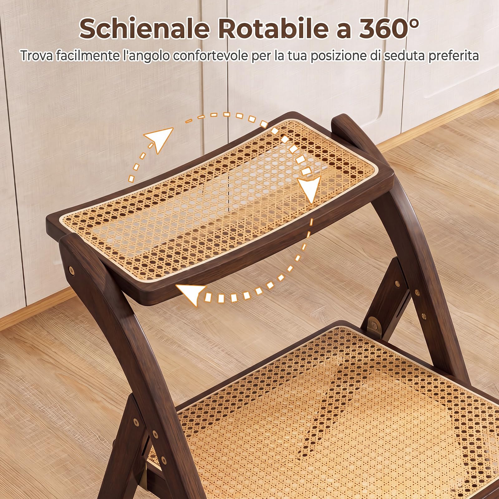 COSTWAY Set di 2 Sedie Pieghevoli da Pranzo in Rattan e Bambù (Caffè)