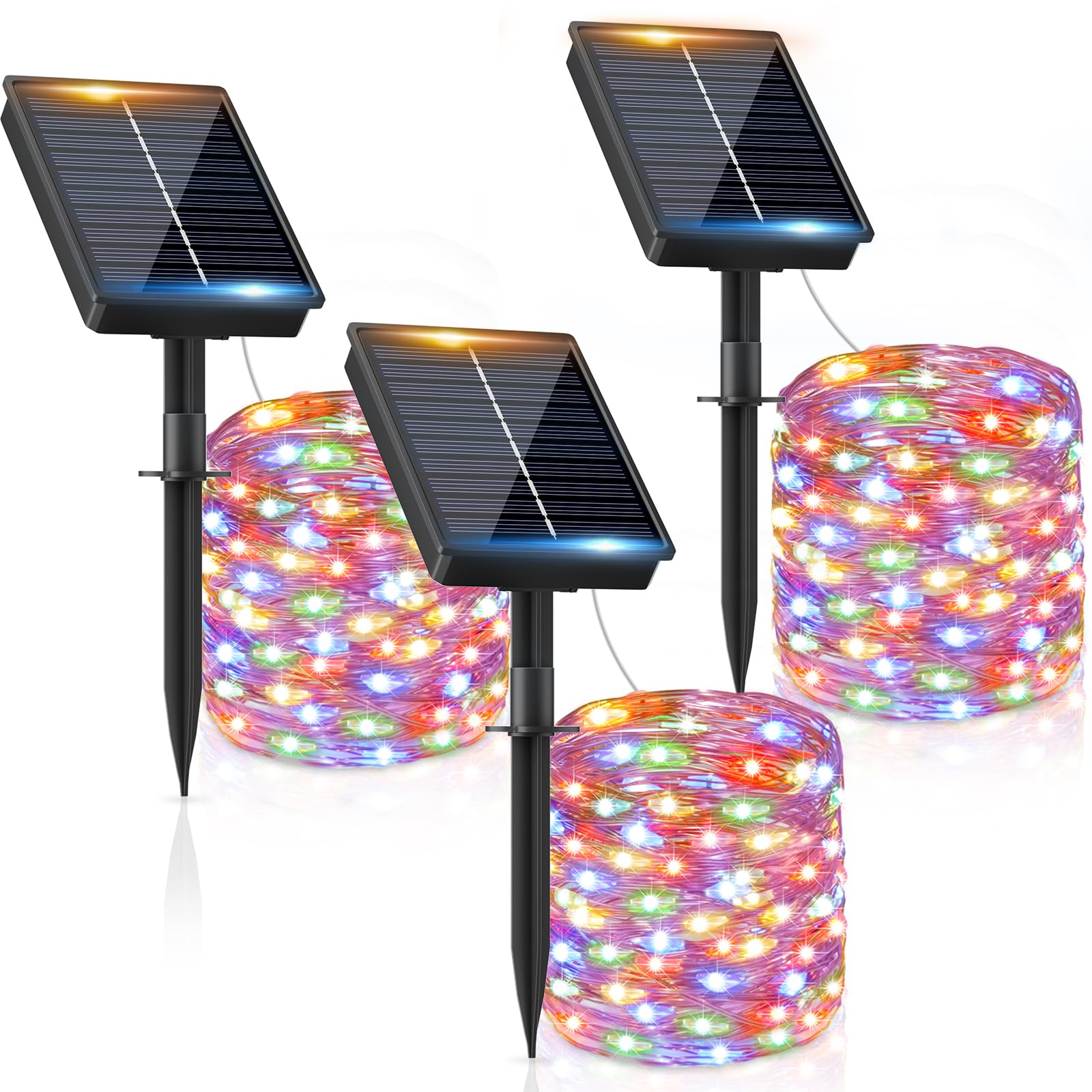 Guirnalda Luces Exterior Solar - 3 x 12M 120 LED Guirnaldas Luces Solares Exterior IP65 Impermeables de Colores 8 Modos Luces Solares LED Exterior Interior Jardin Terraza Bodas Fiestas Festivales