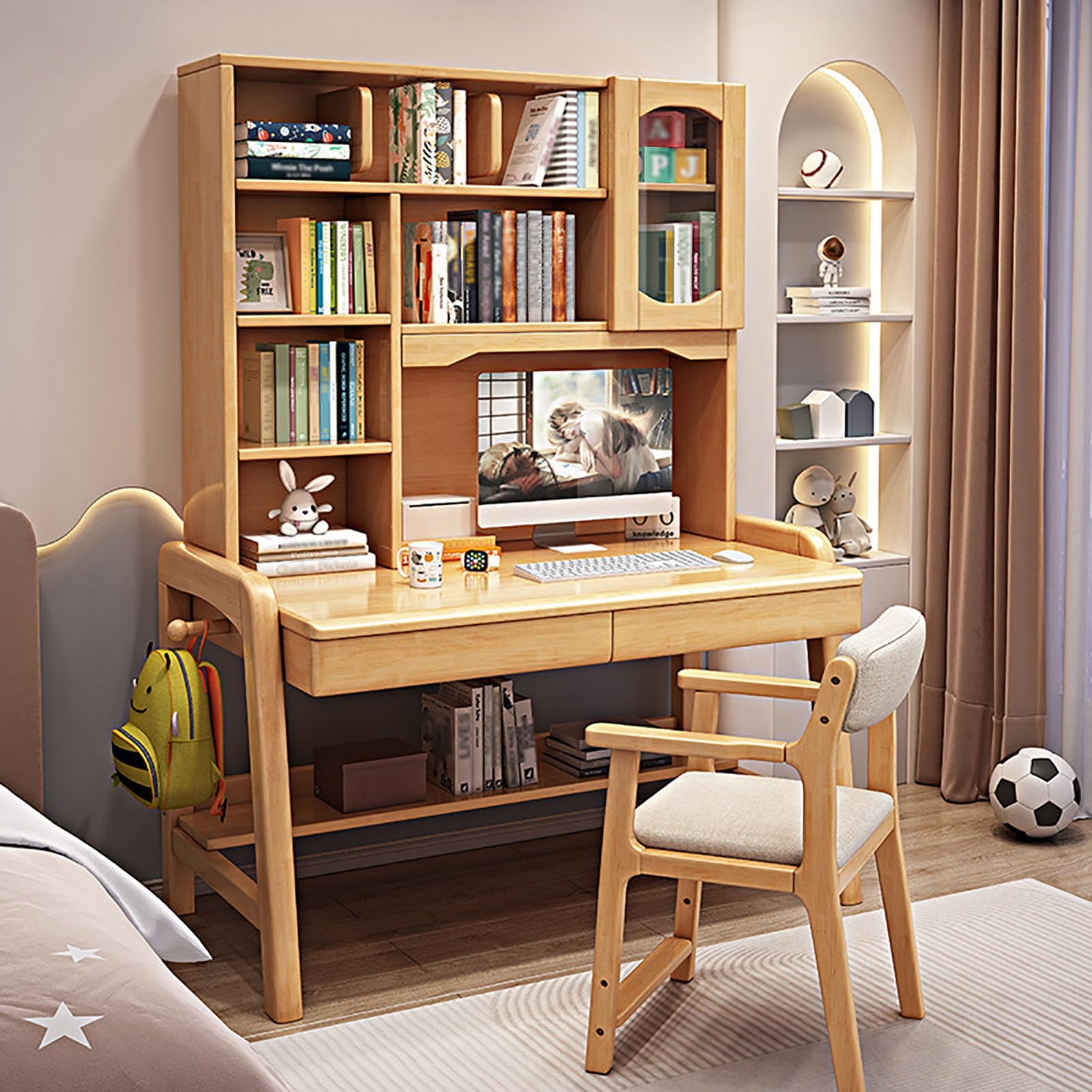 Amazon.com: Solid Wood Computer Desk with Hutch & Shelves, Office