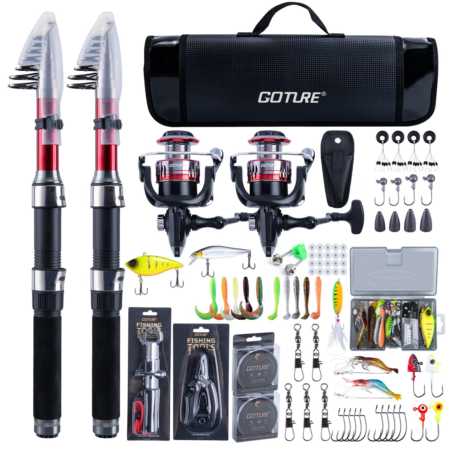 Amazon.co.jp: Goture 釣りセット 釣り竿 1.8M 炭素伸縮釣竿2本