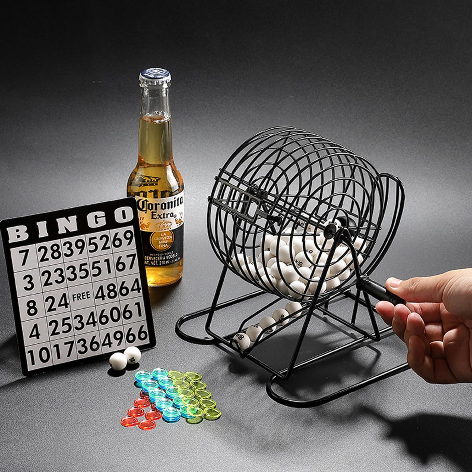 Cimenn Bingo Spiel Set, Bingo Spiel Lucky Ball, Traditionelles Weinset, professioneller BingoKäfig und BingoBälle mit BingoBrett - 4 Farboptionen