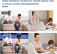 Vista 4 de Paquete de 56 Paneles de Espuma Acústica 1"x12"x12" Paneles de Pared Acústicos de Recuperación Rápida Paneles Reductores de Sonido de Alta