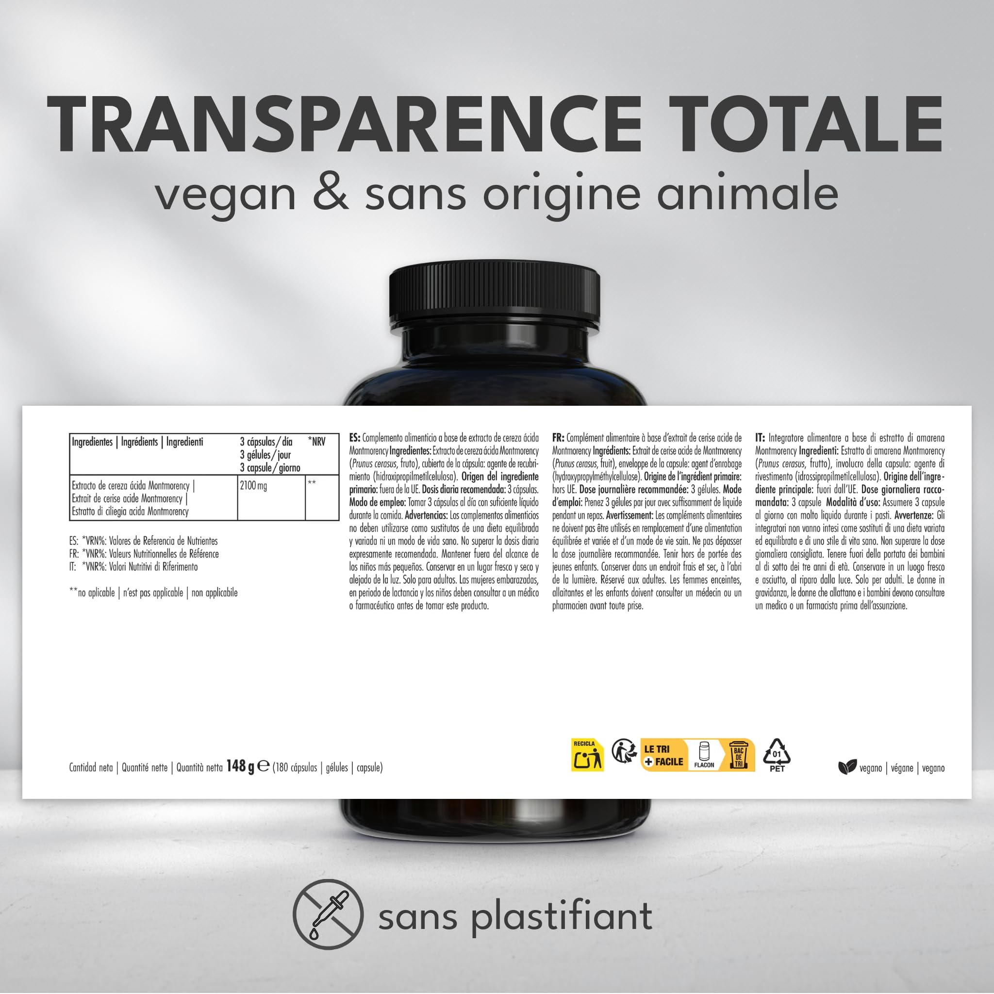 Green Naturals® Cerise Montmorency Haute Dose – 2 100 mg d'extrait 50:1 par dose journalière (équivalent 105 000 mg de fruit) – à partir du fruit entier – vegan, sans additifs – 180 gélules, 2 mois