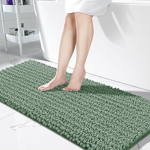 Miniatura 72 de Yimobra Alfombras de baño grandes antideslizantes lavables de 36 x 24 pulgadas, tapete de baño de chenilla ultra suave y absorbente, alfombra de