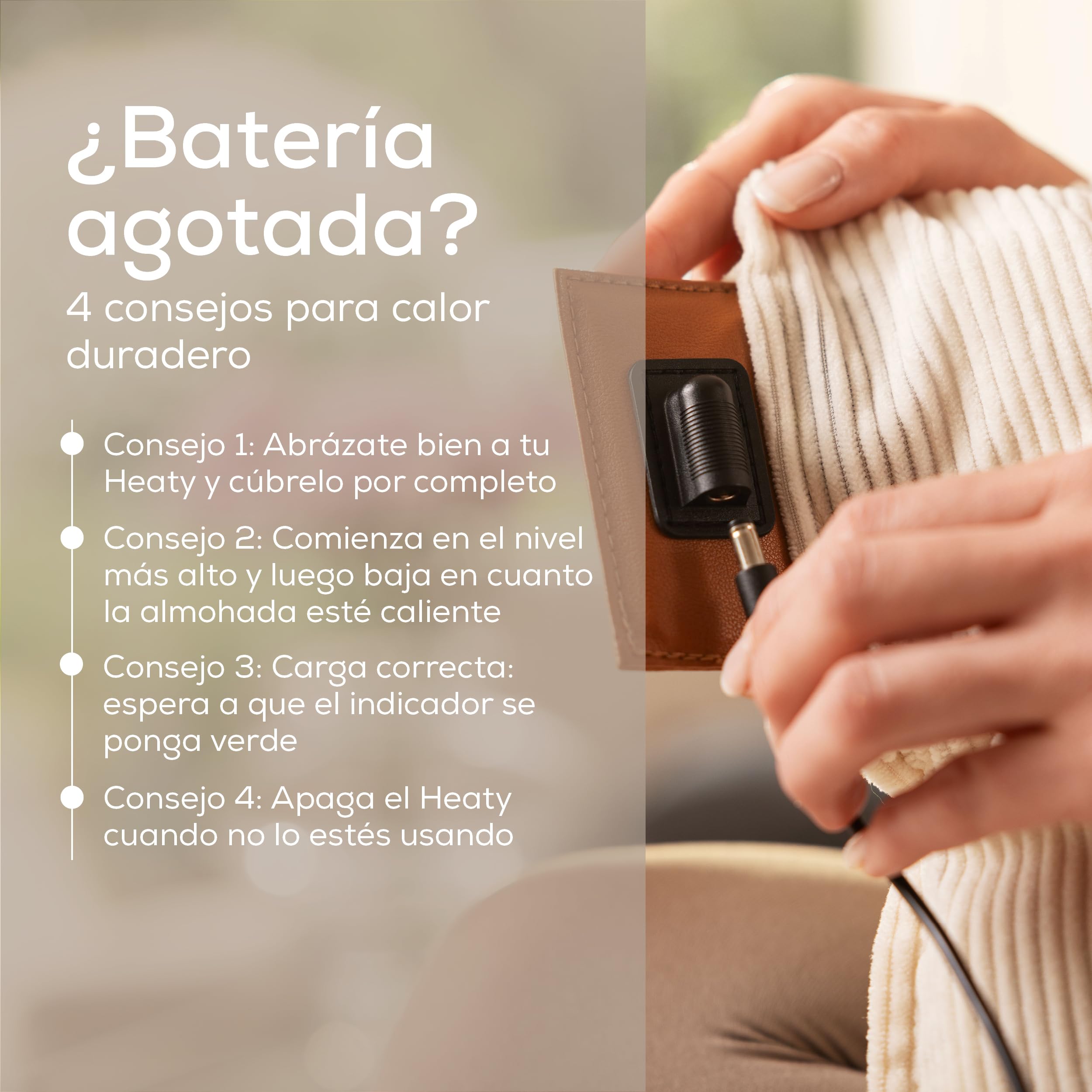 Beurer Heaty Almohadilla eléctrica, almohadilla eléctrica inalámbrica, con mecanismo de desconexión automática y 3 niveles de temperatura, con rápido calentamiento, blanco