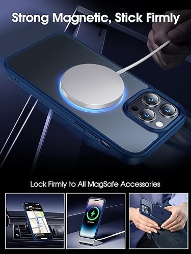 Miniatura 2 de CASEKOO Funda magnética más fuerte para iPhone 14 Pro, compatible con soporte de automóvil MagSafe, protección de grado militar, panel trasero