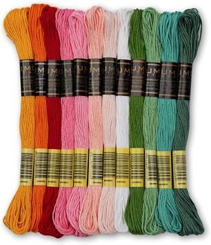 Pack of 12 Popular Colours Premium Embroidery Thread | 100% Egyptian Cotton Premium Skeins | Cross Stitch Embroidery Floss | Oeko TEX Certified| 12, Blush Garden