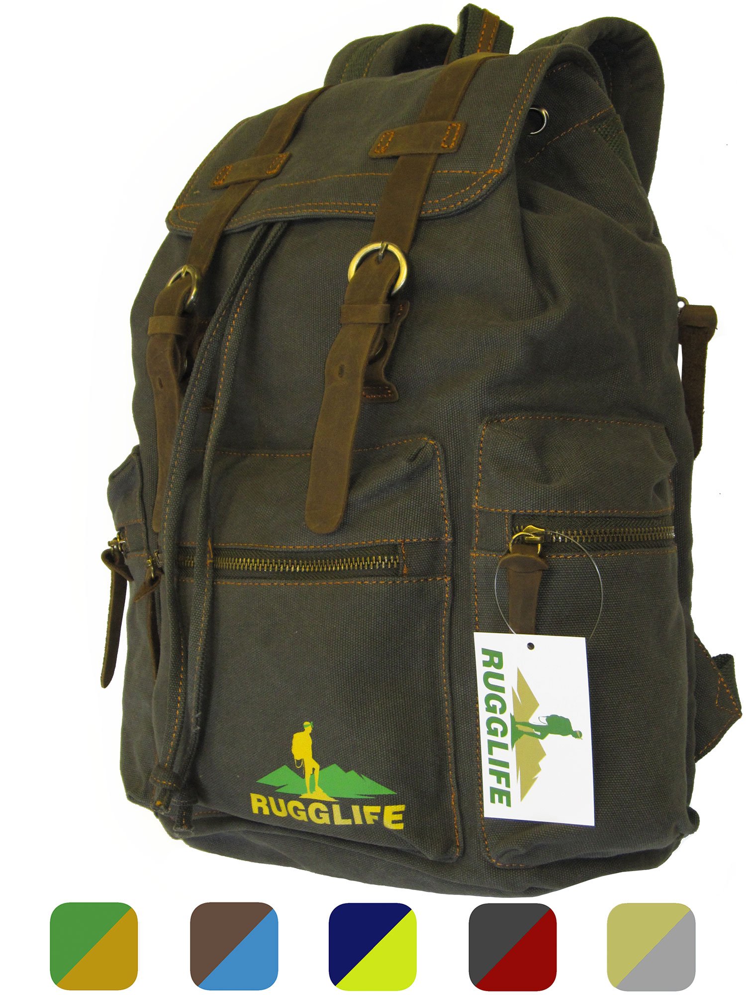 Vintage Backpack Laptop Bag Leather Military Rucksack Hiking Daypack Casual