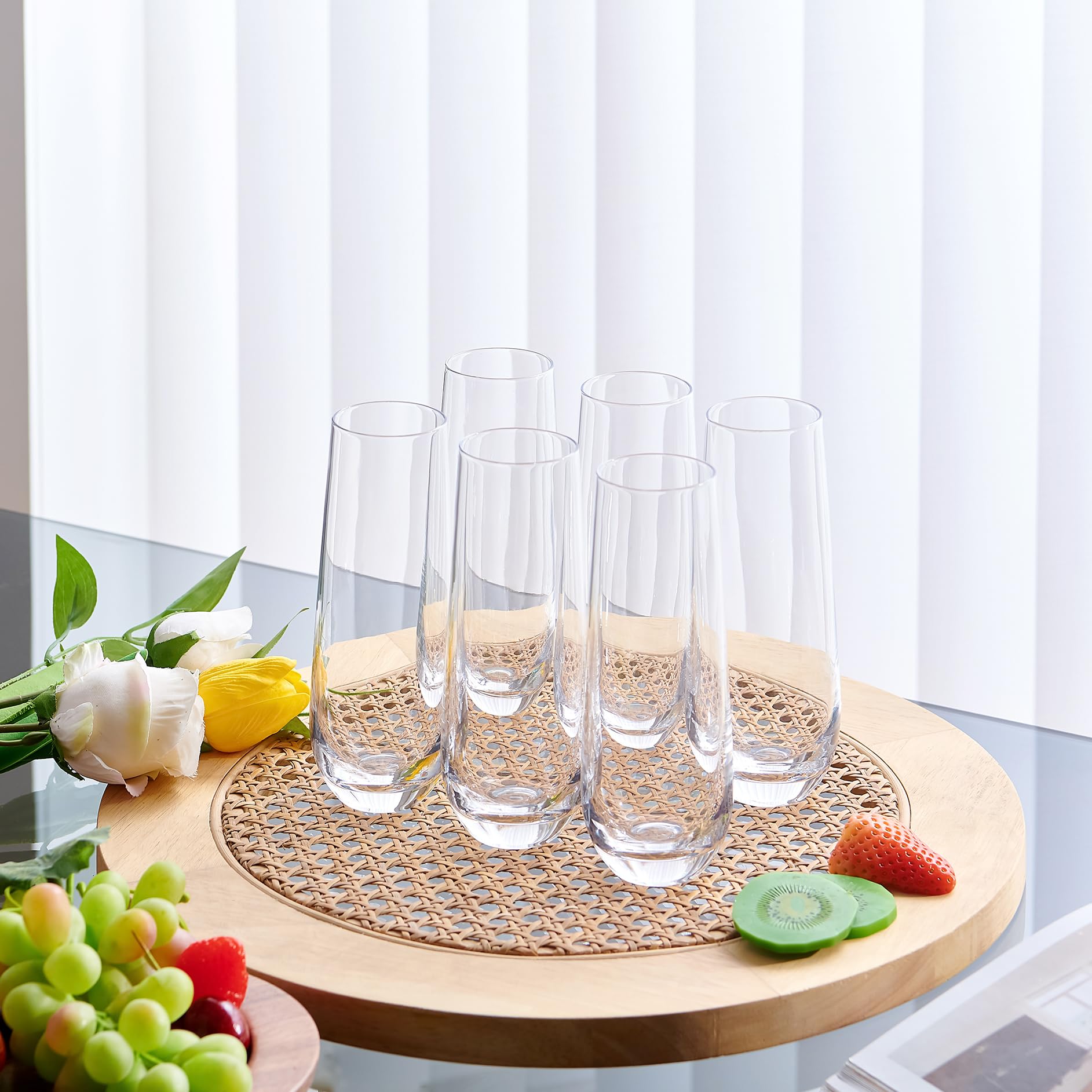Juego de 6 vasos de agua para beber jugo, cristalería de cristal, vaso de cocina, base de cerveza para vino, cócteles, bebidas