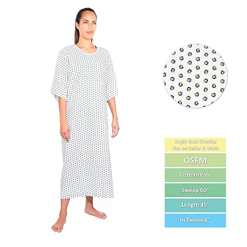 Miniatura 35 de Personal Touch - Vestido unisex para hospital, con ángulo de espalda y lazos superpuestos en el cuello y la cintura, color verde azulado/azul Verde