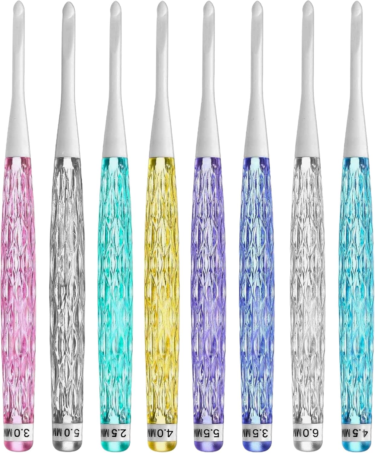 MOTOFITOOL 8PCS Inline Crochet Hooks Set Crochet Needles for Crocheting Yarn, 2.5mm-6mm Crochet Hooks, Ideal for Beginners and Arthritic Hands, Cute Macaroon Colors, Gift for Knitters