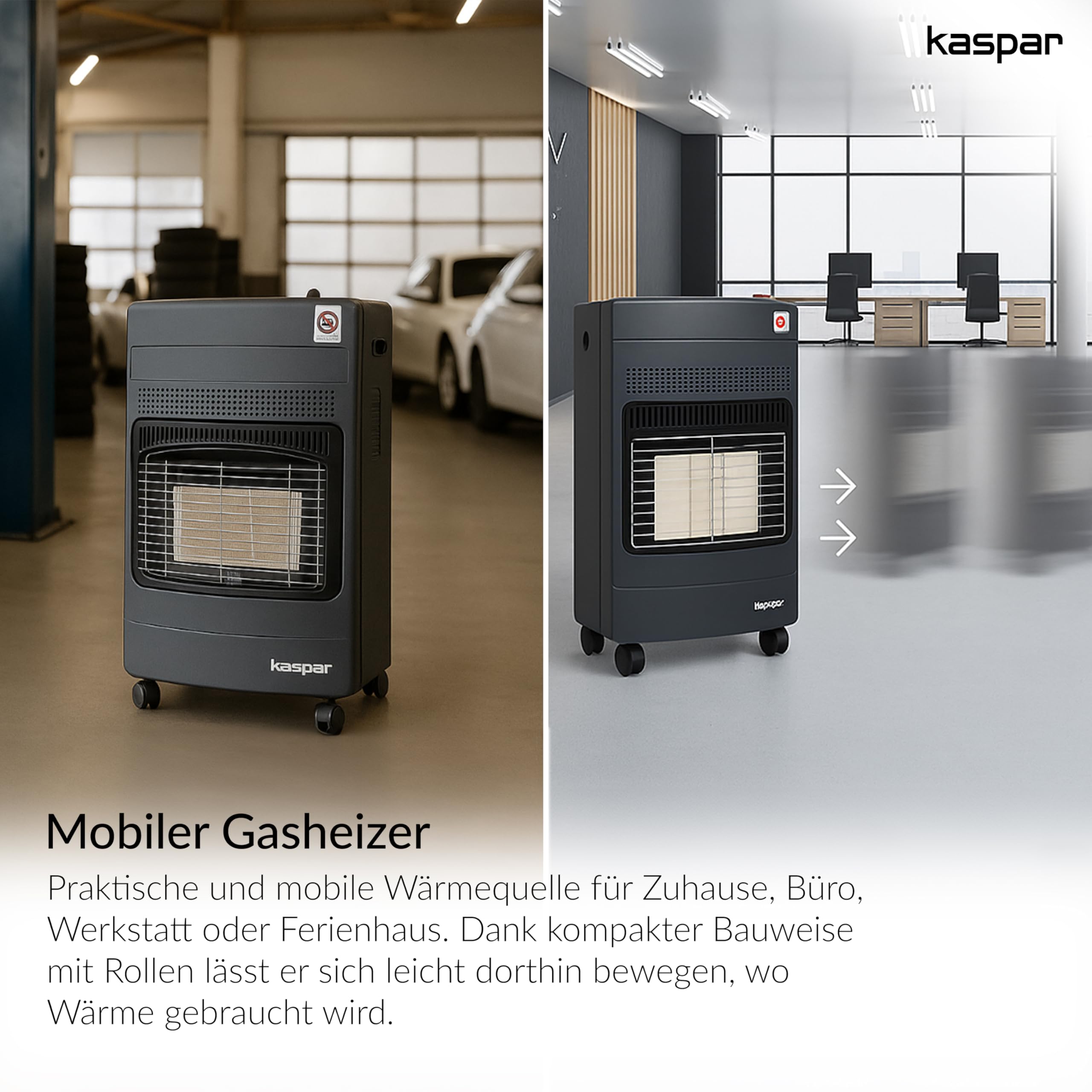 Kaspar Gasheizer Mit Gasdruckregler Gasschlauch Gasheizofen Heizstrahler 1500 2800 4200 W Gasheizung Für Innenräume Außen Terrasse Camping Zelt Für Fläche Bis 60 m2