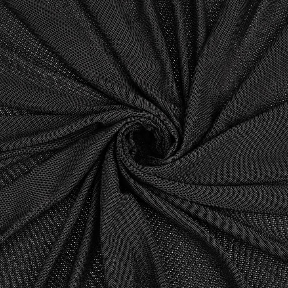 Tissu maille extensible dans les 4 sens noir au mètre pour robe - 6