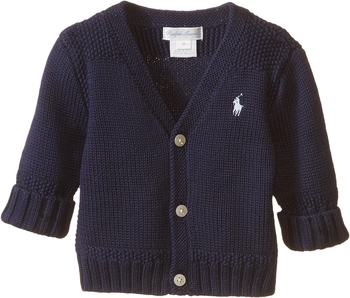 Polo Ralph Lauren Kids Baby Boy's Combed Cotton V-Neck Sweater (Infant) French Navy 9 mos