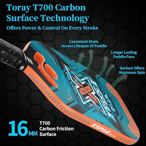 Miniatura 4 de XS XSPAK USAPA Carbon Fiber Pickleball Paddle  T700 Carbon Friction Surface Pickleball Paddle with Shock Absorber  The Pickle Ball Paddle Designed
