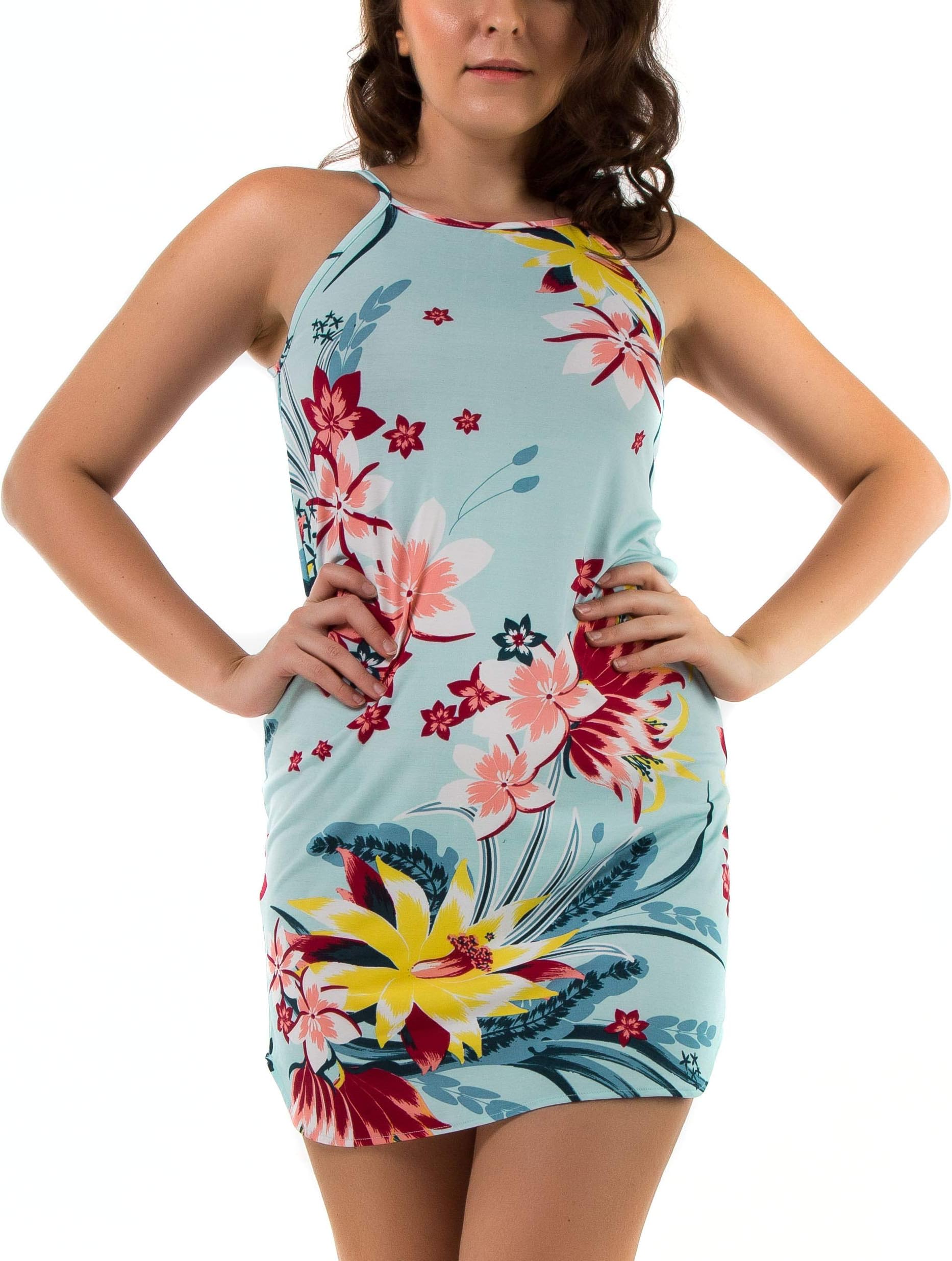 Mia Suri Women's Strappy A Line Printed Casual Club Party Summer Holiday Mini Shirt Dress