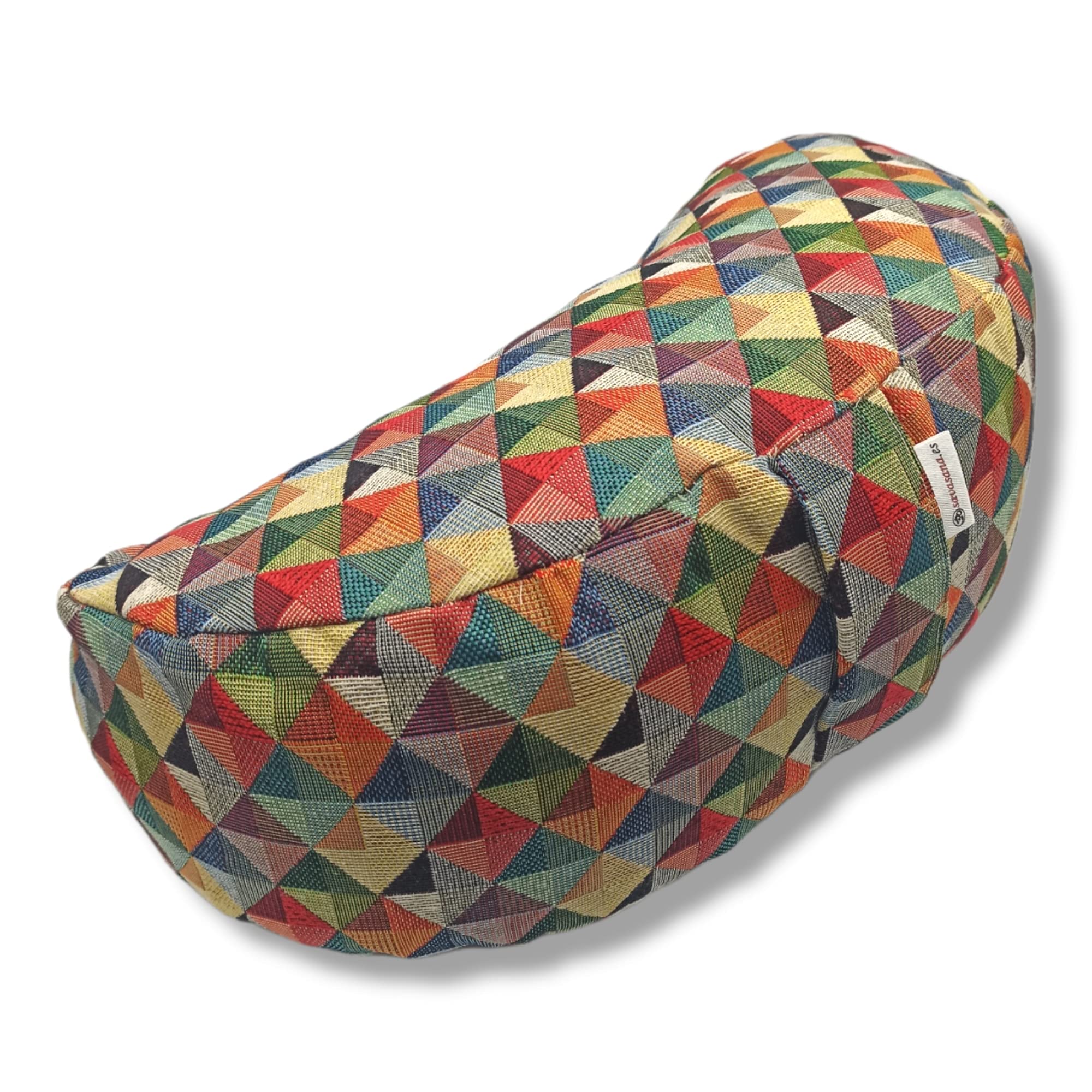 Coussin Yoga Arlecchino, zafu, Coussin Meditation, Coussin Demi Lune, zafu Meditation, zafu Demi Lune, Coton et cosses de Sarrasin, Fait à la Main à Barcelone