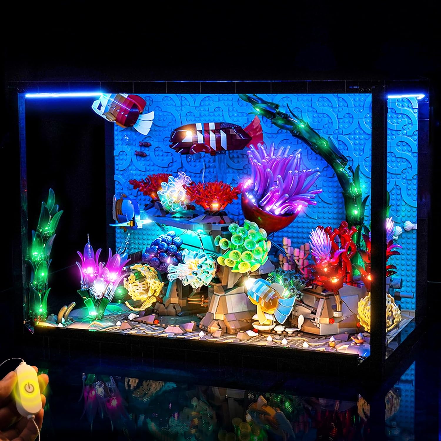 Light kit Compatible with Lego 10366 Tropical Aquarium - No Model Only Light, Touch Dimmer Switch Lighting Accessories for Lego Icons Aquarium 10366 Fish Tank (Standard Version)