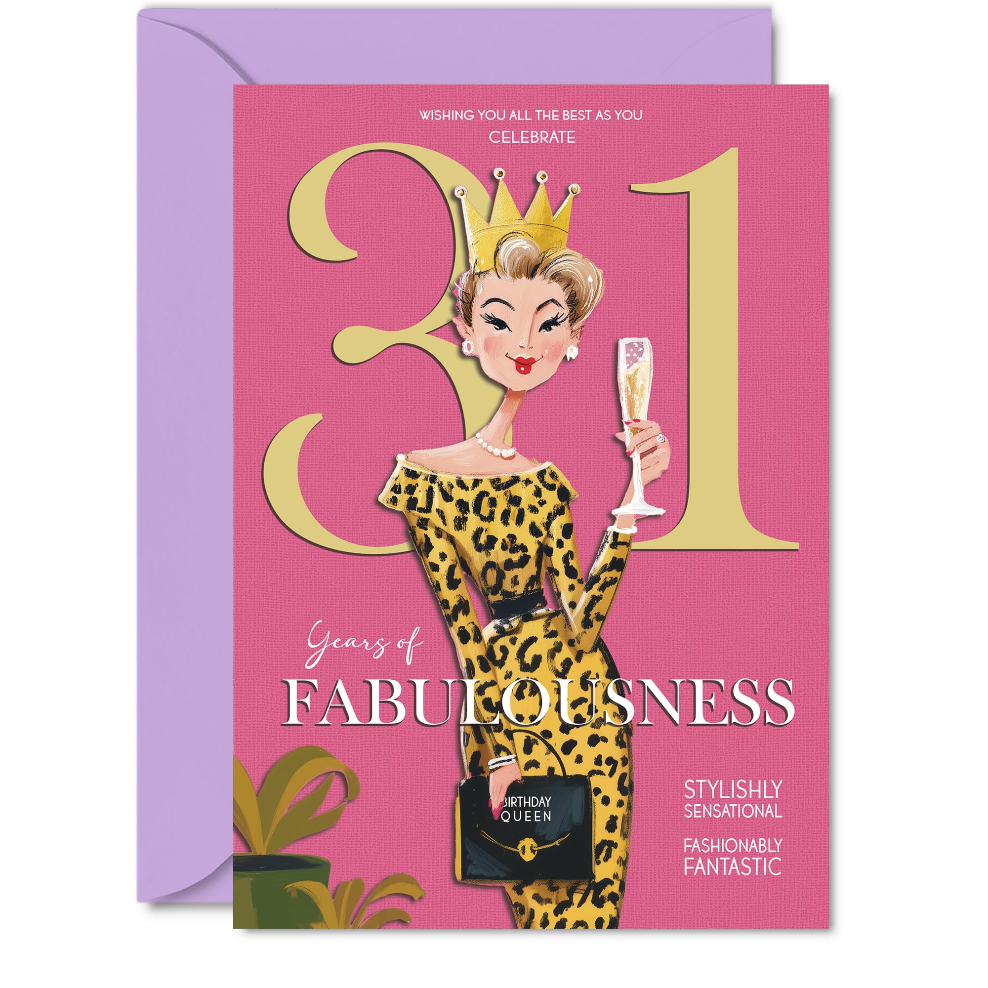 31st Birthday Cards for Women - Years Of Fabulousness - Happy Birthday Card for 31 Year Old Woman Colleague Auntie Sister Neighbour, 5x7 Inch Bday Greeting Cards