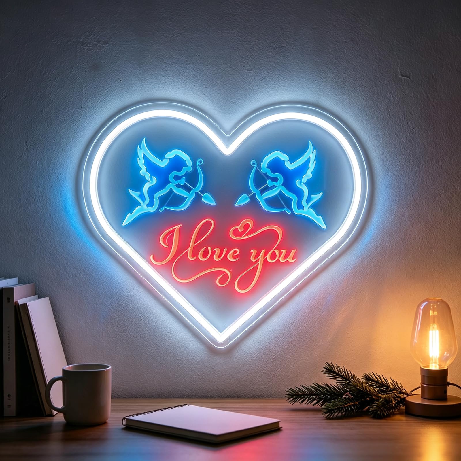 Kształt serca 'I Love You' neonowy znak ścienny wiszący ściemniany zasilany przez USB przezroczysty akrylowy romantyczny neonowy znak LED wewnątrz para dekoracja ścienna znaki LED na randkę