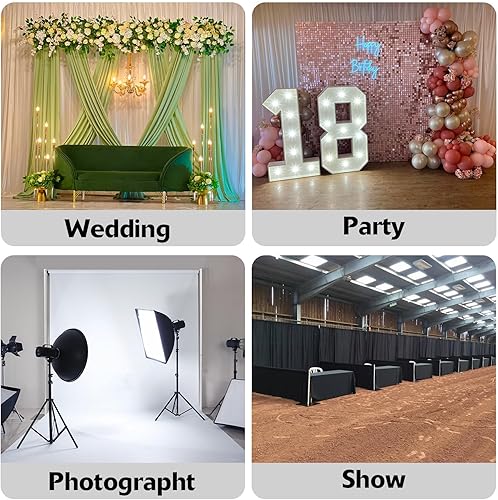 Miniatura 8 de Soporte de telón de fondo resistente, soporte de tubo y cortina de barra transversal doble de 12 x 12 pies, soporte de fondo de arco, soporte