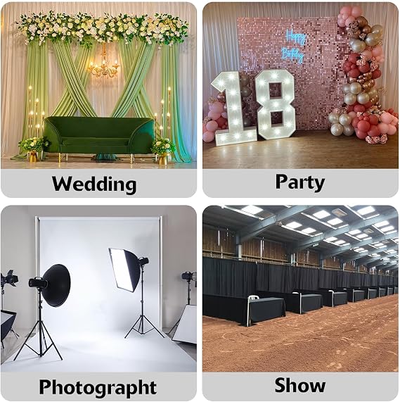 Hecis Pipe and Drape Backdrop Stand,8ft x 10ft Backdrop Stand, Adjustable Metal Heavy Duty Wedding Background for Parties Birthday Party Baby Shower Wedding Decorations