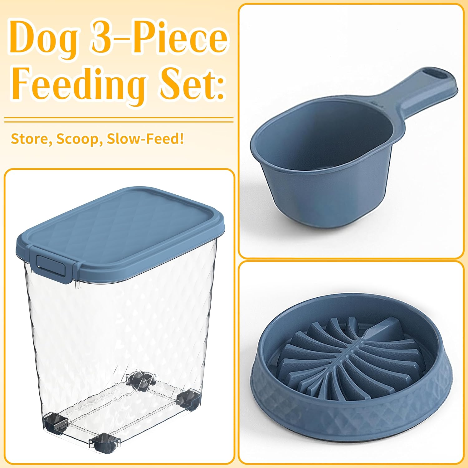 DRATO Pet Food Storage Container with Wheels Dog Food Storage Container for Dog Cat Bird and other Pet Food Storage Bin